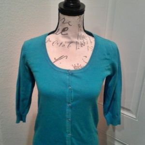 Zara Fitted Turquoise Lightweight Cardigan  Sz M
